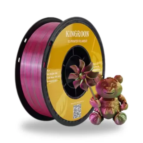 Üç Renk(Altın-Yeşil-Kırmızı Mor) Silk PLA Filament